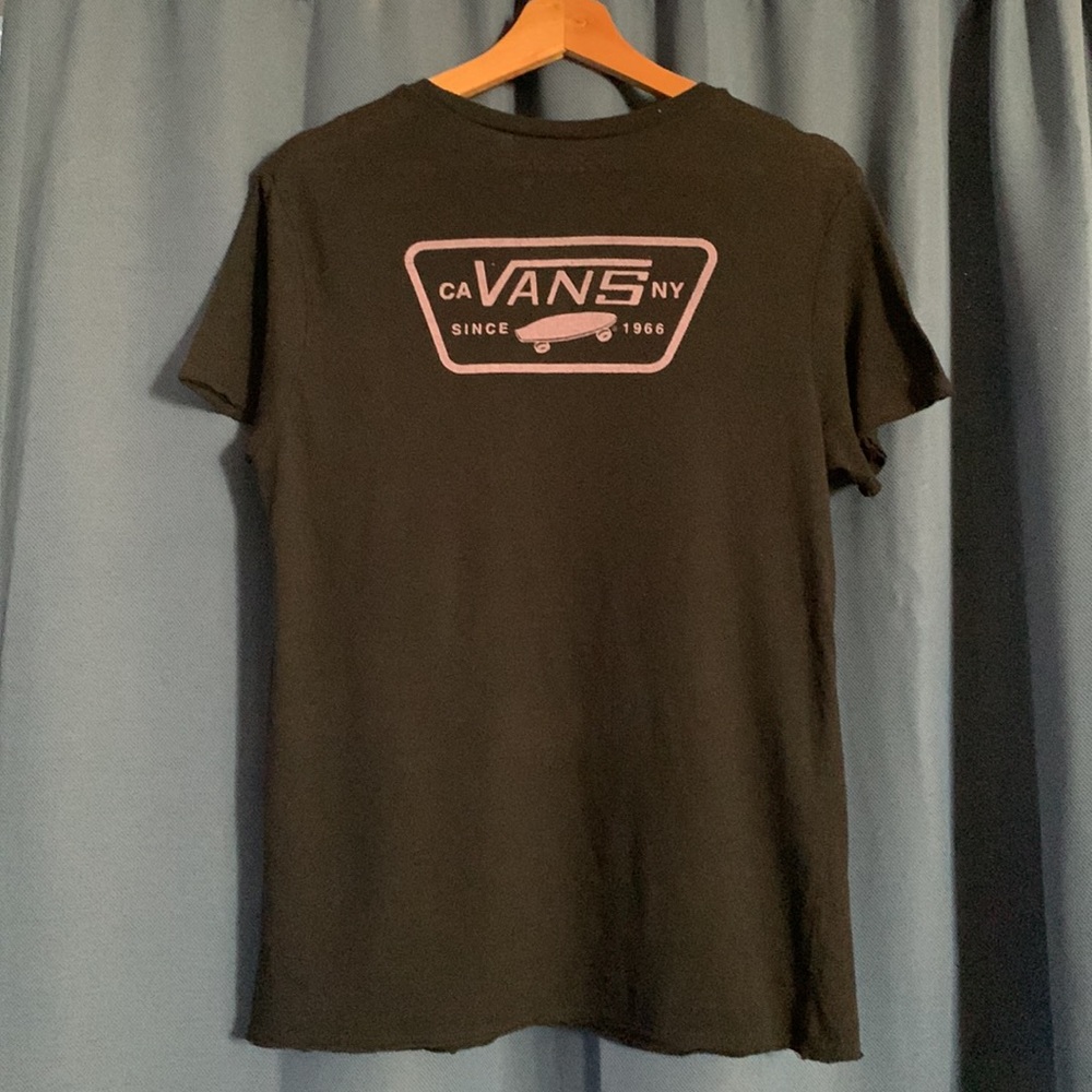 Women’s Vans Black and Pink Skateboard Logo Burnout T-shirt